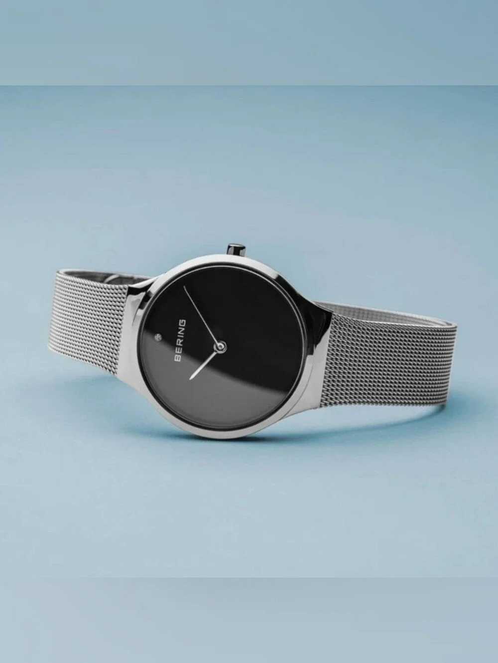Bering Unisex Minimal Mesh Watch in Black and Silver